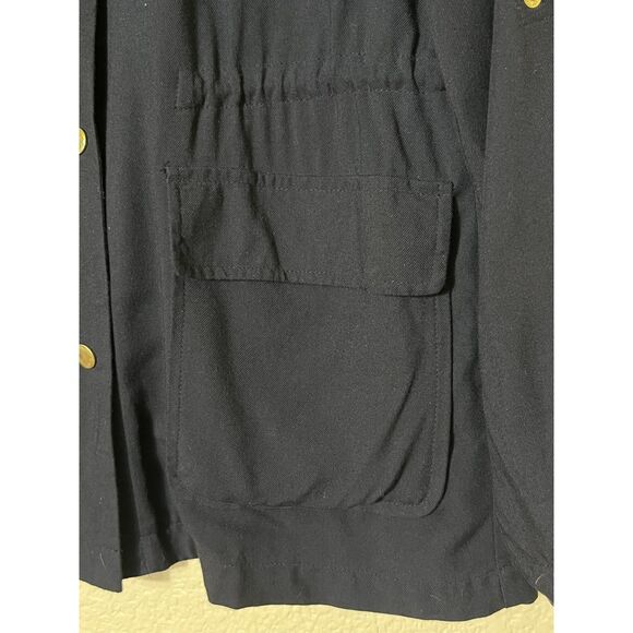 LOVE TREE SzS Lightweight Utility Jacket Snap Button Drawstring Cinch Waist Blk - Picture 4 of 8